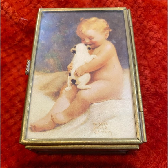 Vintage Via Vermont Brass, Stained Glass Trinket Box Made Mexico - Picture 5 of 5